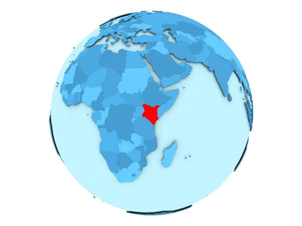 Quênia no globo azul isolado — Fotografia de Stock