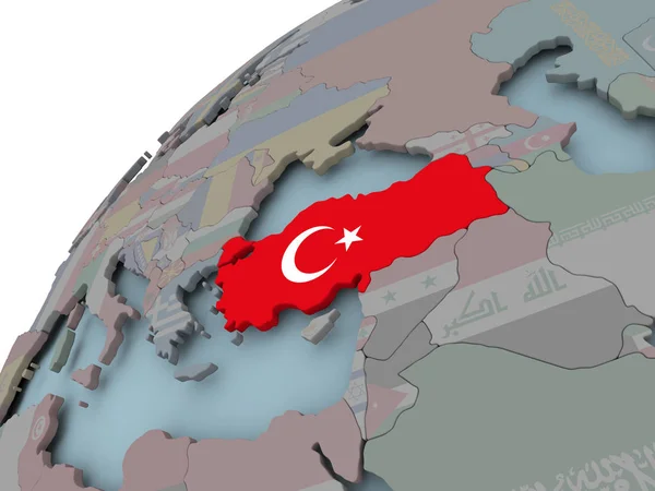 Kaart van Turkije met vlag — Stockfoto