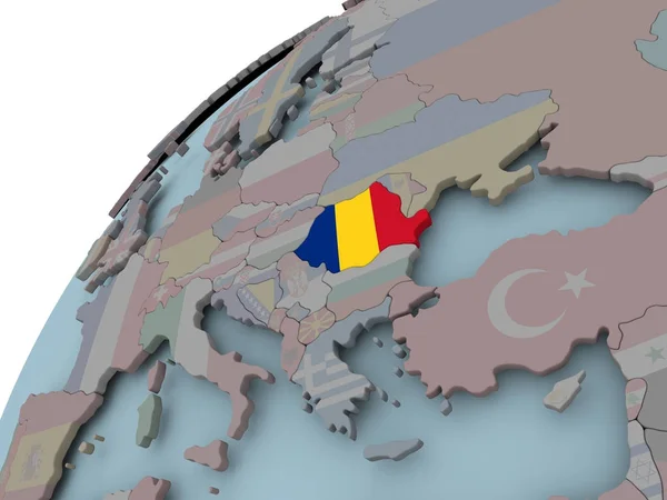 Karta över Rumänien med flagga — Stockfoto