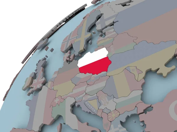 Карта Польщі з прапором — стокове фото