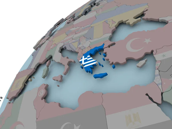 Mapa de Grecia con bandera — Foto de Stock