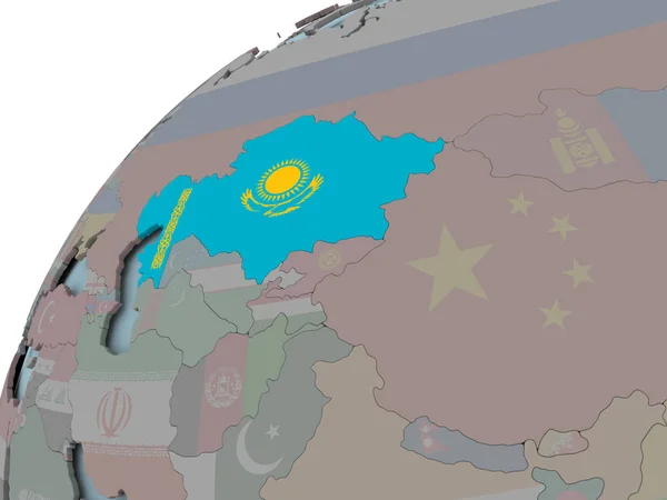 Mapa de Kazajstán con la bandera — Foto de Stock