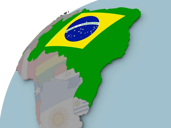 Map of Brazil with flag — Stock Photo, Image