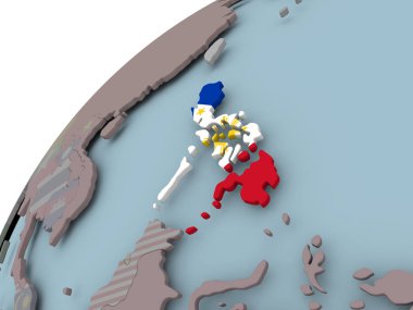 Filipinler Haritası bayrak ile