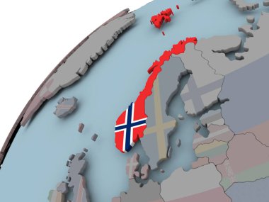 Norveç Haritası bayrak ile