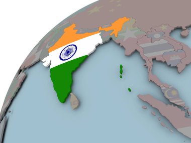 Bayrağı olan Hindistan haritası