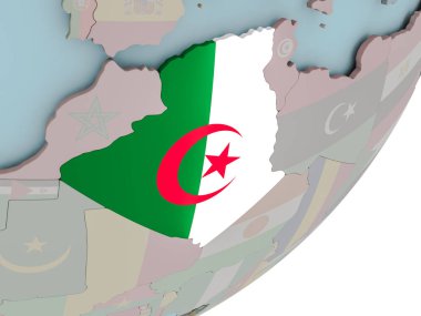 Cezayir bayrağı ile dünya üzerinde