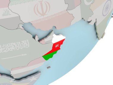 Umman bayrağı ile dünya üzerinde