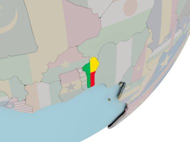 Benin bayrağı ile dünya üzerinde