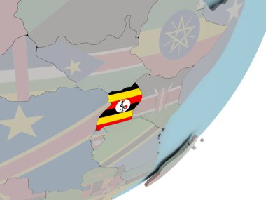 Dünya bayrakları ile üzerinde Uganda