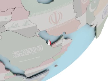 Dünya bayrakları ile üzerinde Katar