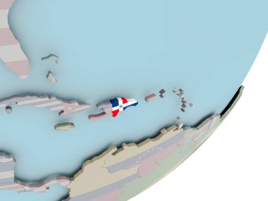 Dominik Cumhuriyeti bayrakları ile dünya üzerinde