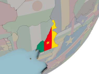 Kamerun bayrağı ile dünya üzerinde