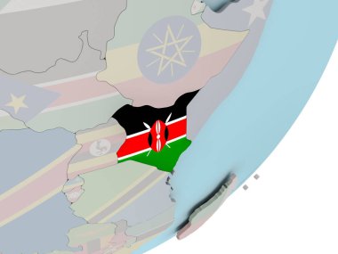 Kenya bayrakları ile dünya üzerinde