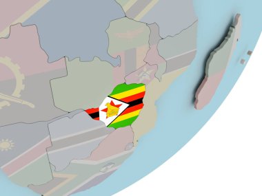 Zimbabve bayrağı ile dünya üzerinde