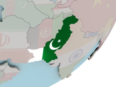 Pakistan bayrağı ile dünya üzerinde