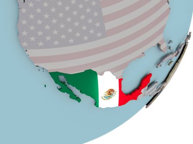 Meksika bayrağı ile dünya üzerinde
