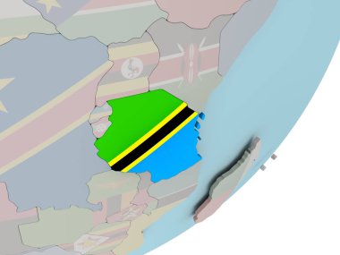 Dünya bayrakları ile üzerinde Tanzanya
