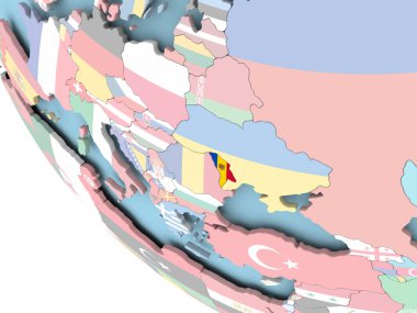 Dünya üzerinde bayrak ile Moldova