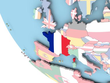 Fransa dünya üzerinde bayrak ile