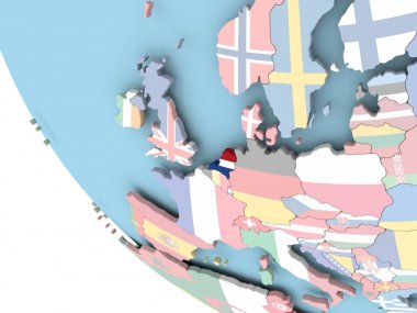Dünya üzerinde bayrak ile Hollanda