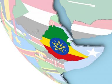 Etiyopya dünya üzerinde bayrak ile