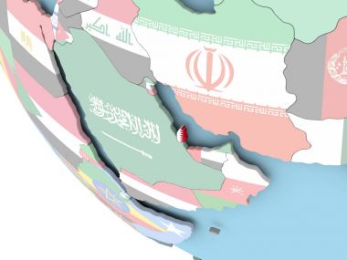 Katar dünya üzerinde bayrak ile