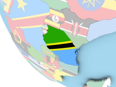 Tanzanya ile dünya üzerinde bayrak