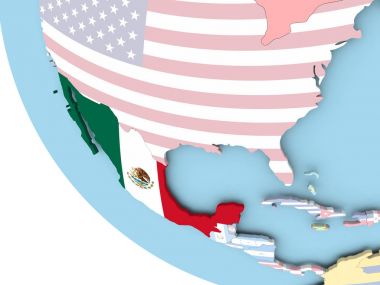 Meksika Dünya üzerinde bayrak ile