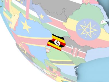 Uganda bayrağıyla dünya üzerinde