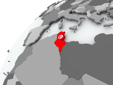 Tunus bayrağı üzerinde gri Küre