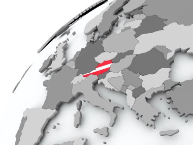 Avusturya bayrağı üzerinde gri Küre