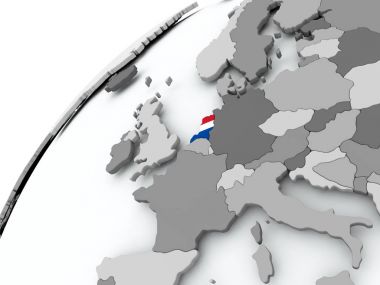 Hollanda bayrağı üzerinde gri Küre