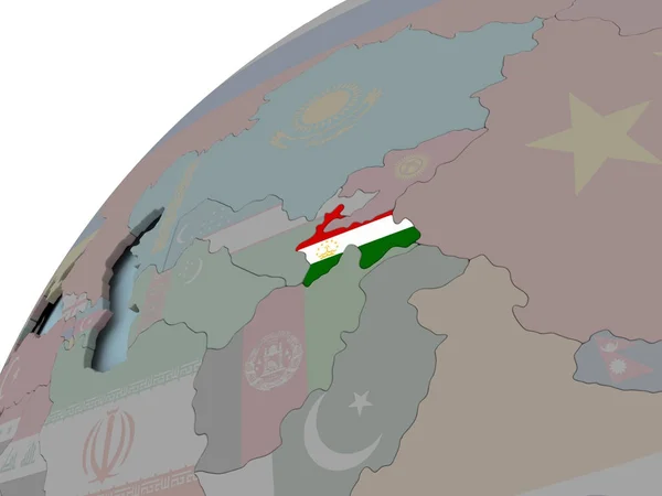 Mappa del Tagikistan con la bandiera — Foto Stock