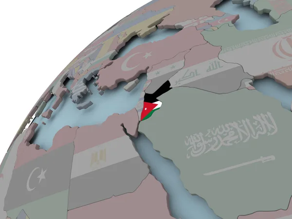 Kaart van Jordan met vlag — Stockfoto