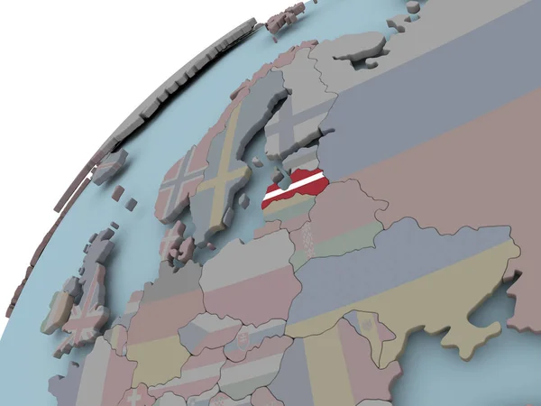 라트비아의 국기와 지도 — 스톡 사진