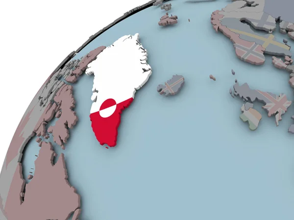 Χάρτης της Γροιλανδίας με σημαία — Φωτογραφία Αρχείου