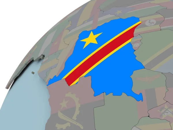 Mapa de República Democrática del Congo con bandera — Foto de Stock