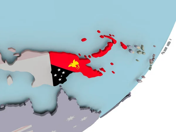 Papúa Nueva Guinea en el mundo con banderas —  Fotos de Stock