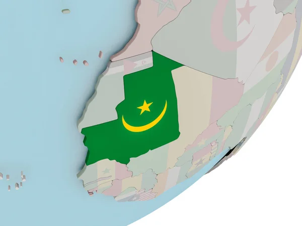 Mauritánie na zeměkouli s příznaky — Stock fotografie