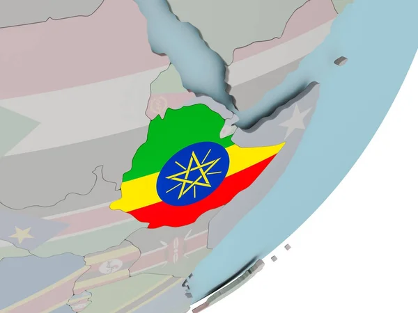 Эфиопия на планете с флагами — стоковое фото