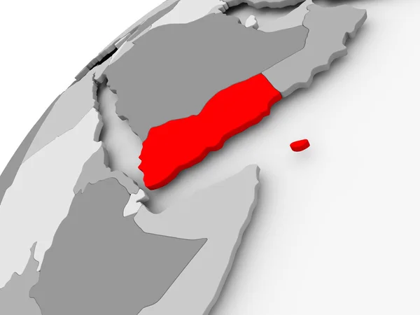 灰色的政治地球上也门 — 图库照片