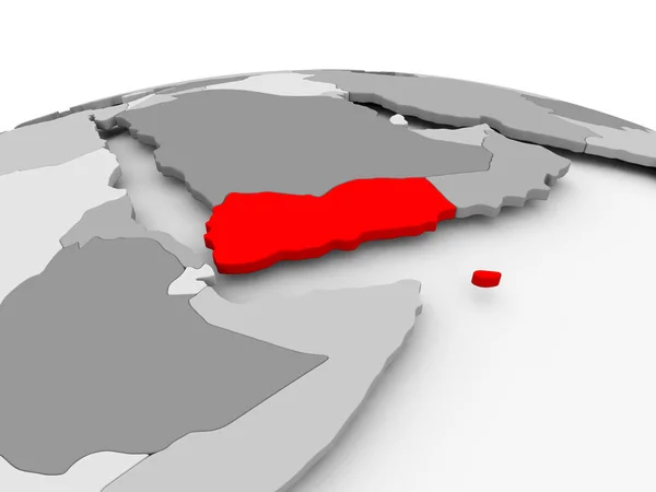 Jemen na szary Globus — Zdjęcie stockowe
