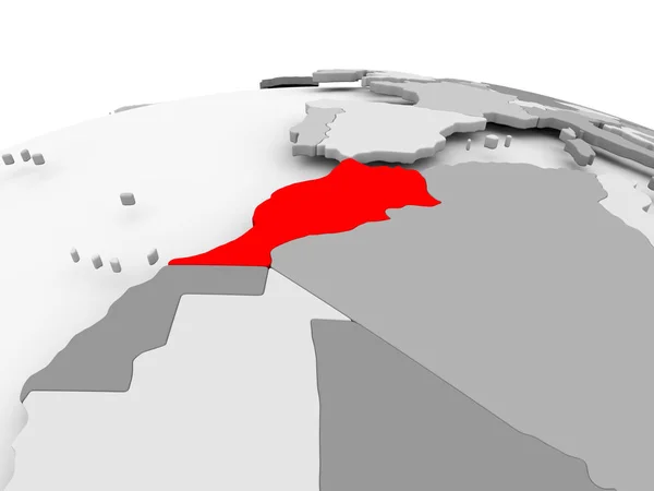 Marocco sul globo grigio — Foto Stock