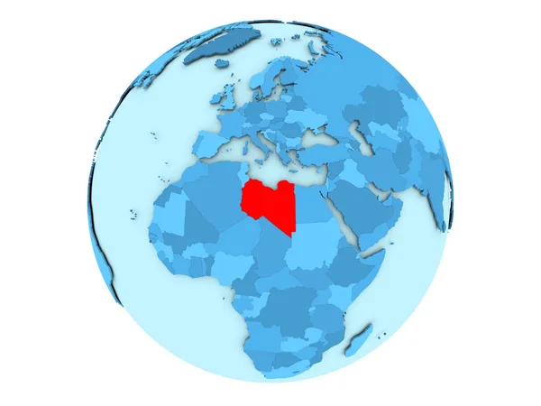 Libye sur globe bleu isolé — Photo