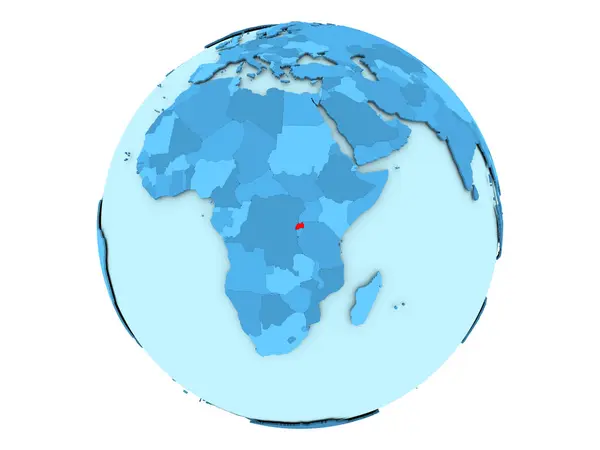 Ruanda en globo azul aislado — Foto de Stock