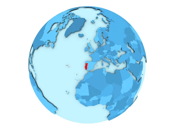 Португалія на синій земної кулі, ізольовані — стокове фото