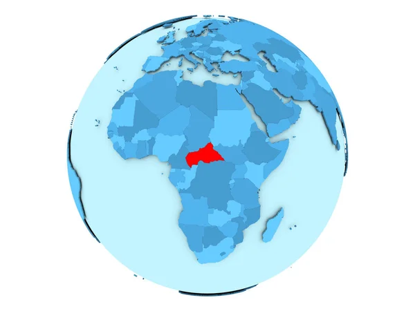 Central Africa on blue globe isolated — Stock Photo, Image