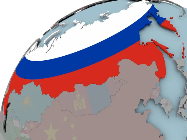 Kaart van Rusland met vlag — Stockfoto