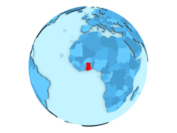 Ghana en globo azul aislado — Foto de Stock